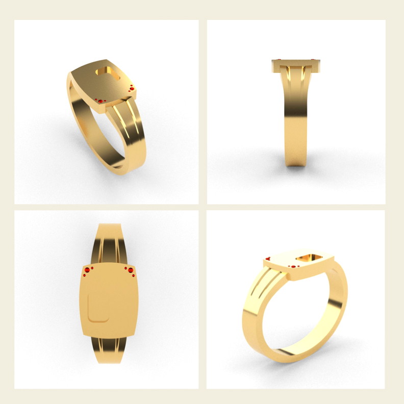 BAJ jewellery student's CAD render of the highly-commended ferrari design competition jewellery piece in collaborationw ith vaughtons.