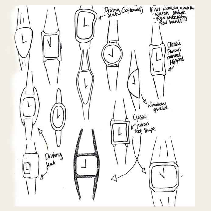BAJ jewellery student's design plan of the highly-commended ferrari design competition jewellery piece in collaborationw ith vaughtons.